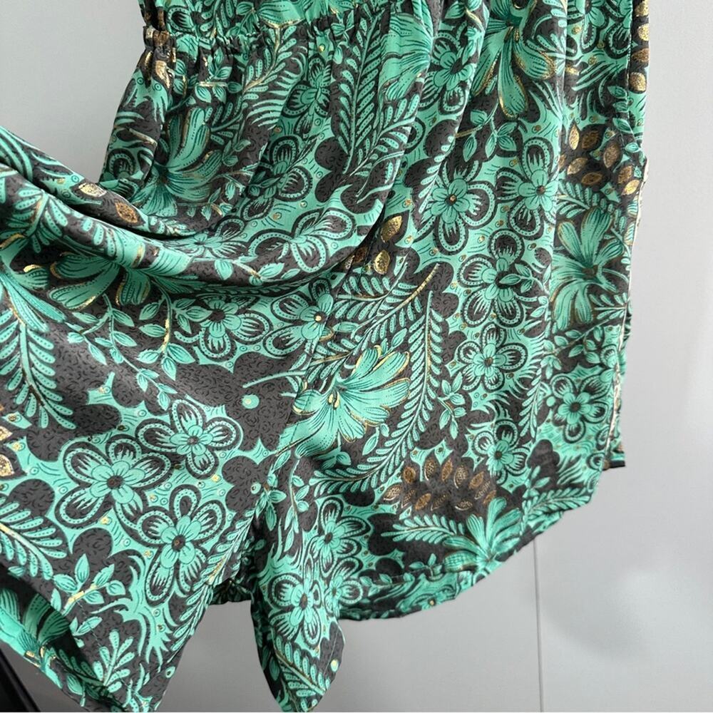RAGA Green Floral Halter Romper NWT Size S Boho Resort Vacation - Picture 6 of 8